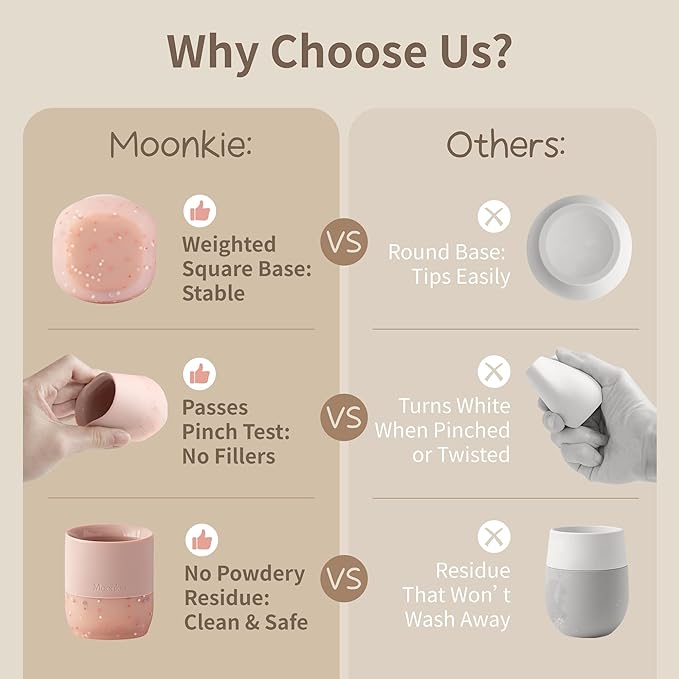 Moonkie Silicone Baby Cups 4 Months+ | Tiny Open Training Cups for Infants with Confetti Sprinkles | Baby-Led Weaning Essential | 2 oz (Ether/Ivory, 2 Pack)