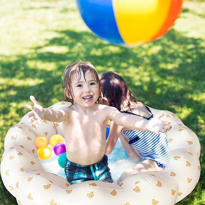Inflatable Baby Pool, Portable Paddling Baby Swimming Pool for Toddlers Ages 0-3 Years Girls and Boys, Indoor& Outdoor, Garden and Backyard Summer Water Party, 35.4x9.8 in (Bear Head)