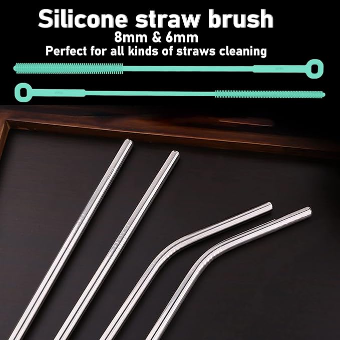 Silicone Baby Bottle Brush and Straw Cleaner Brush Set,Silicone Fully Encased Dish Brush,Versatile Deep Cleaning Long Water Bottle Brushes,Heat Resistant Sturdy Kitchen Brush,Hangable Cup Brush
