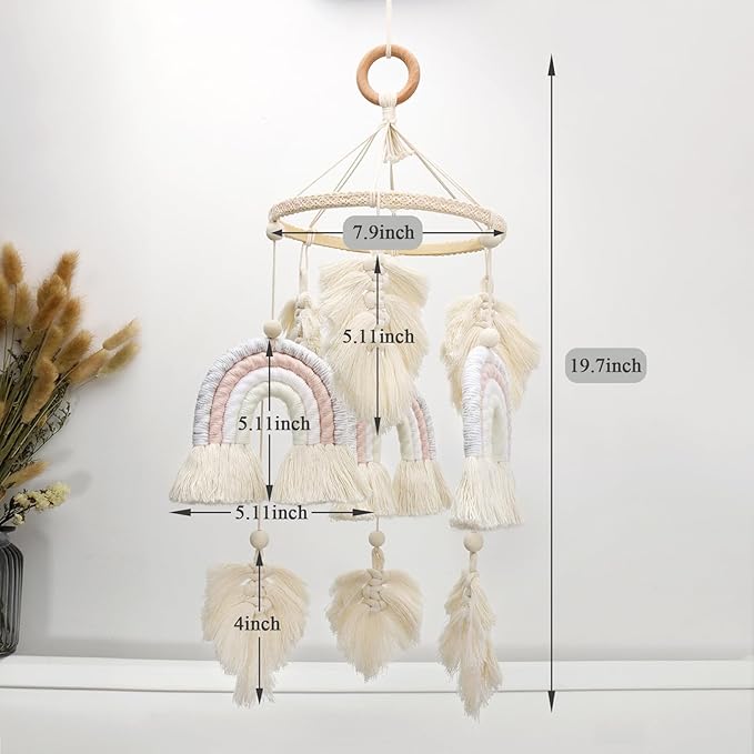 Boho Baby Macrame Rainbow Boho Mobile - Newborn Shower Gift