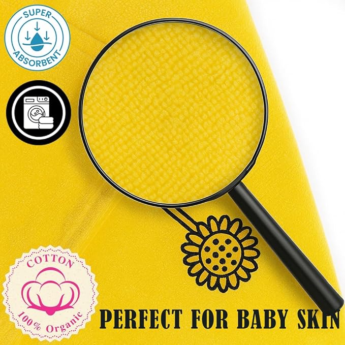Milk&Moo Baby Hooded Towel, 100% Organic Turkish Cotton, Ultra Absorbent Bath Towel with Hood, 27x47 Inch, for Baby Boys & Girls (0-2 Years, Yellow)