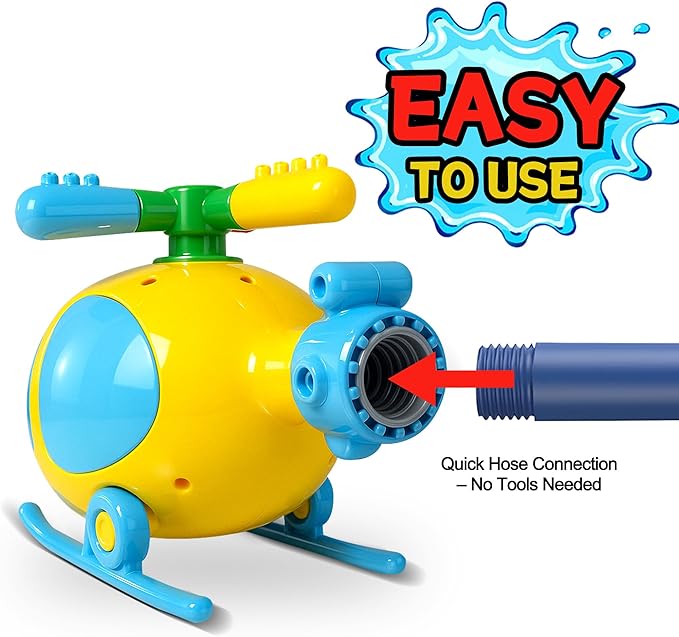 Sprinkler for Kids Outdoor Water Toys, Helicopter Kids Sprinkler Toys, Water Powered for Yard, Lawn & Garden – Water Play for Summer Outside Fun for Girls Boys Ages 3-12, Ideal Birthday