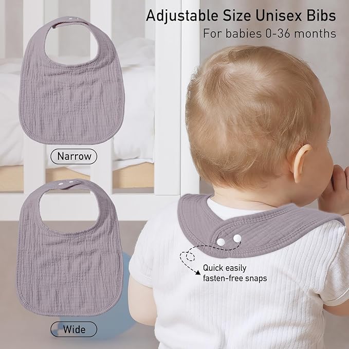 GLLQUEN BABY Muslin Drool Bibs for Boys Girls 6 Pack, Adjustable Baby Bibs for Drooling and Teething, Soft Cotton Baby Bandana Bib for Newborn Feeding Essentials (Orange)