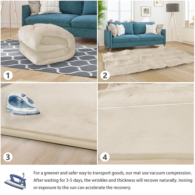 Baby Play Mat for Floor Tummy Time Mat Nursery Muscle Area Rug Playroom Rug Tatami 65"*50" Memory Foam 1.3" Thick Crawling For Babies,Toddlers, Infants, Kids,Floor(Beige)