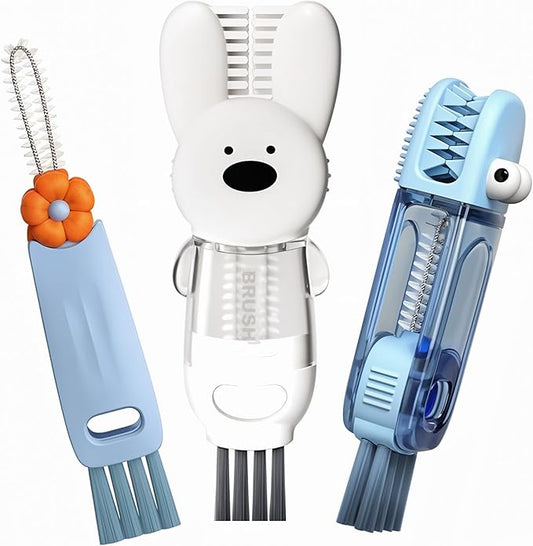 Cup Lid Cleaning Brush, 3 in 1 Cup Cleaner Brush New Multifunctional Lid Cleaner Lid Brush Cleaning Tool Multipurpose Bottle Gap Cleaner Brush Blue