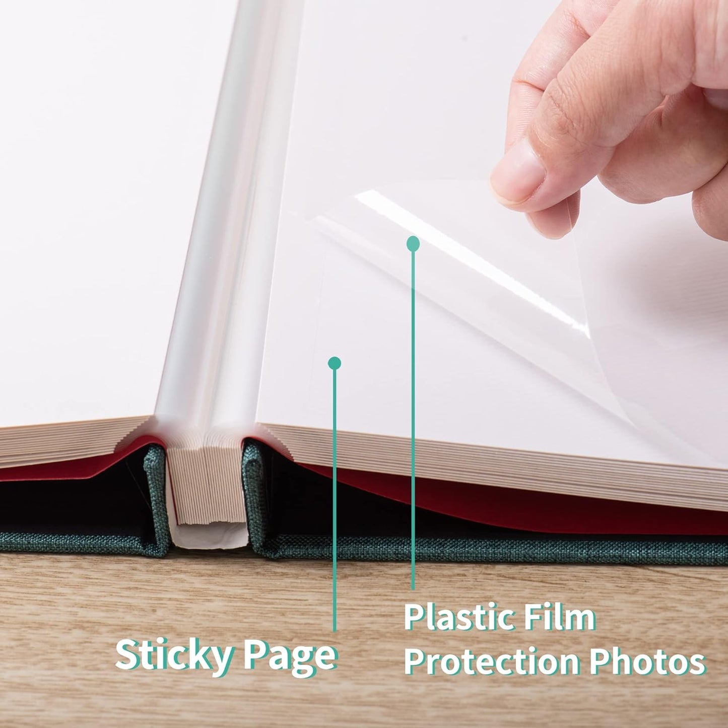 Photo Album Self Adhesive Scrapbook Album for 4×6 Pictures DIY Magnetic Linen Cover Album 30 Blank Pages Great Gift for Family, Wedding, Birthday, Christmas, Anniversary(Dark Green)