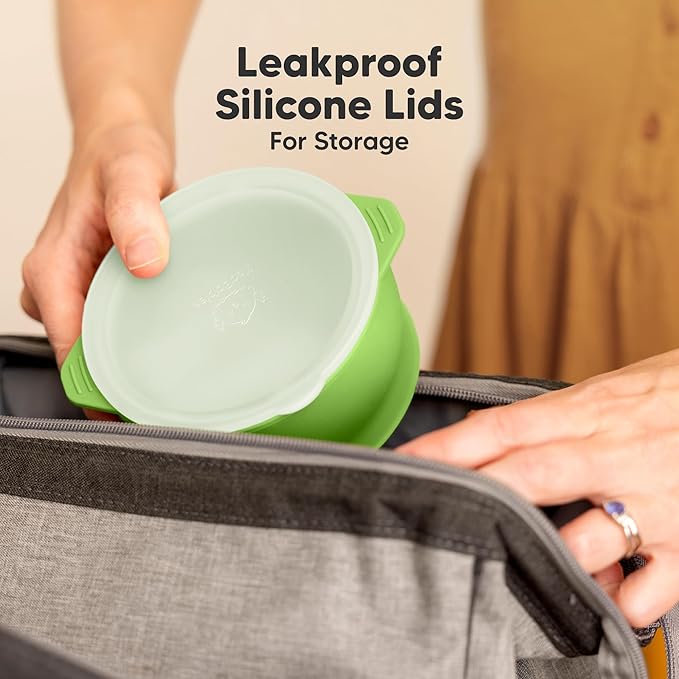 KeaBabies 2-Pack Baby Bowls with Suctions, Lids - Silicone Toddler Suction Bowls for Baby Boy, Girl, Kids, Food Grade Silicone, BPA-Free, Dishwasher Safe, Toddler Eating Essentials (Kea)