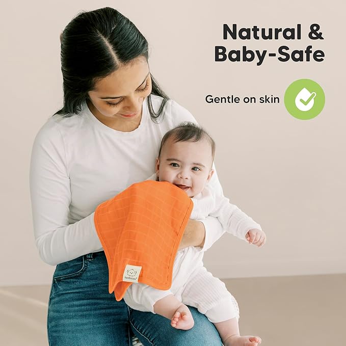 5-Pack Cotton Muslin Burp Cloths Baby Girls, Boys - Soft & Absorbent Spit Up Burp Rags, Large Muslin Towel, Cotton Wash Cloths for Babies, Newborn, Infant, No Shrink, Durable, Neutral (Phase)
