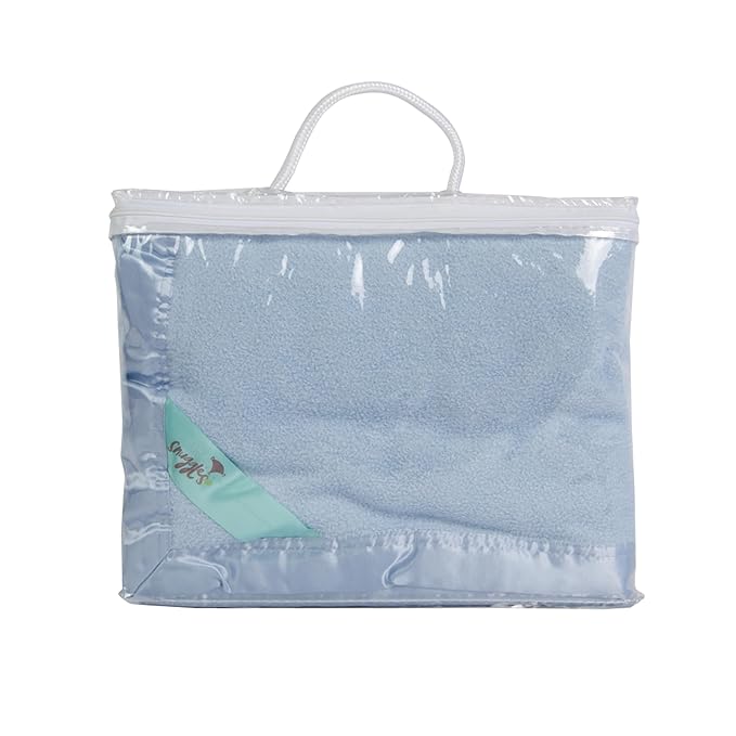 Bamboo Rayon Soft Light Blue Toddler Security Blanket - Thermal Sky Blue Baby Blanket with Satin Edging - Perfect for Naps, Car Carrier, Stroller & Travel - 34 x 47 inches - Newborn Baby Blankie