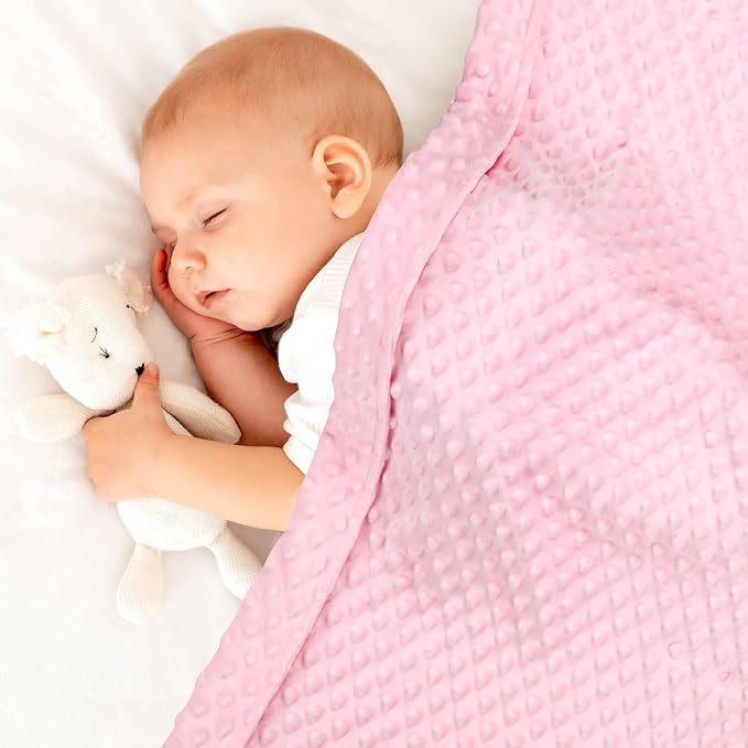 Baby Blanket for Girls, Soft Toddler Blanket 30 x 40 Inch, Newborn Blankets for Nursery, Stroller, Toddler Bed, Carseat, Double Layer, Pink