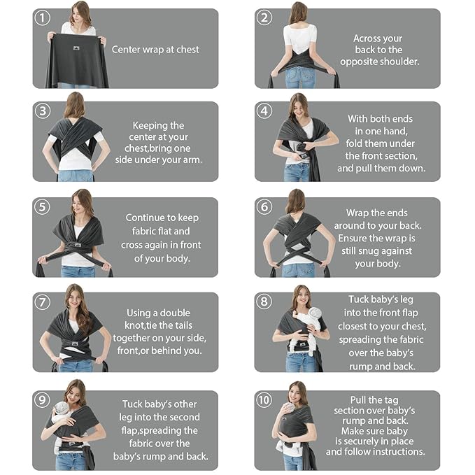 Baby Wraps Carrier, Jeroray Baby Carrier,Hands Free Infant Carrier, Lightweight,Breathable,Softness,Heather Grey