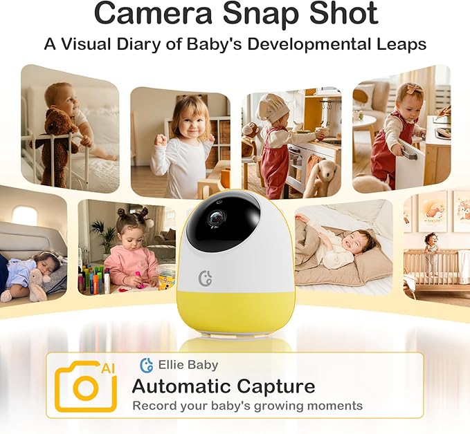 Ellie Pro Baby Monitor with 2 Cameras,5'' IPS 2K UHD Resolution,6000mAh Battery, Remote Pan-Tilt-5X Zoom, 2-Way Talk,No WiFi, Night Vision, Virtual Fence and 1000ft Range