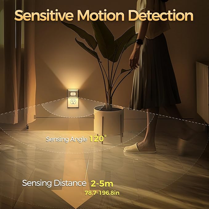 DORESshop LED Night Light[2 Pack], Night Lights Plug into Wall, 3 Mode Plug in Night Light with Motion Sensor, Dusk to Dawn Sensor, Nightlights for Adults, Bedroom, Bathroom, Hallway, White Cover