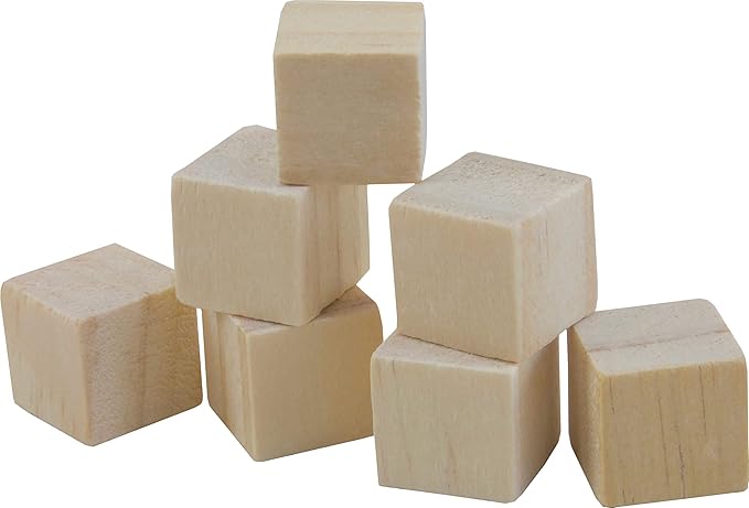 Wooden Blocks for Crafts, 200 Pack – 1/2 Inch Wooden Blocks for Crafts and DIY Projects, Unfinished Wood Cubes, Counting Cubes for Kids, Makers, and Classrooms