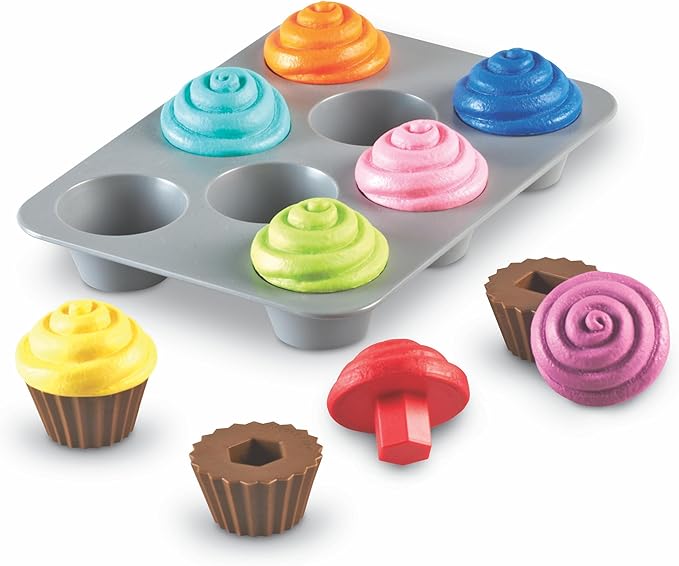 Learning Resources Smart Snacks Shape Sorting Cupcakes,17 Pieces, Ages 18 Months+, Fine Motor, Color & Shape Recognition