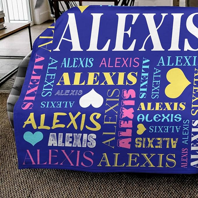 Personalized Baby Blanket with Name for Boys Girls Kids, Custom Name Blanket for Son Daughter, Navy Blue Flannel Blankets Gifts for Teen Shower Toddlers Christmas Birthday
