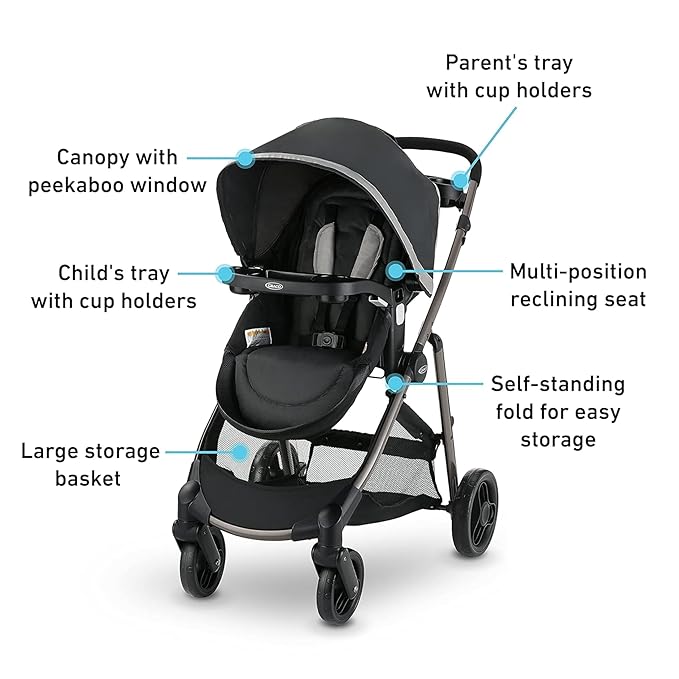 Graco Modes Pramette Travel System, 3-in-1 Modular Carseat Stroller Combo, Infant Car Seat Carrier to Toddler Stroller, Includes the SnugRide Car Seat, Redmond