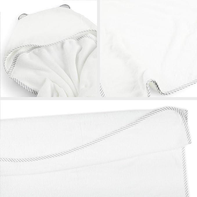 San Francisco Baby Towel Set for Newborn - Premium Hooded Baby Towels with Washcloth, Baby Bath Towels for Boys and Girls, Luxury White