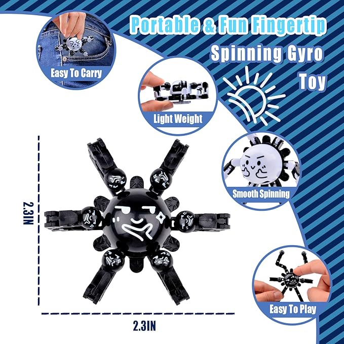 Transformable Fidget Spinners Toys for Adults and Kids,Cool Fingertip Gyros Gifts for Chrismas Birthdays Stocking Stuffers,Teens Sensory Travel Toy for Boy Girls ADHD Autism Relief Stress