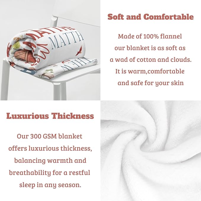 Personalized Baby Blanket - Custom With Name for Girls and Boys, Super Soft Plush Fleece, Personalized Gifts for Newborn