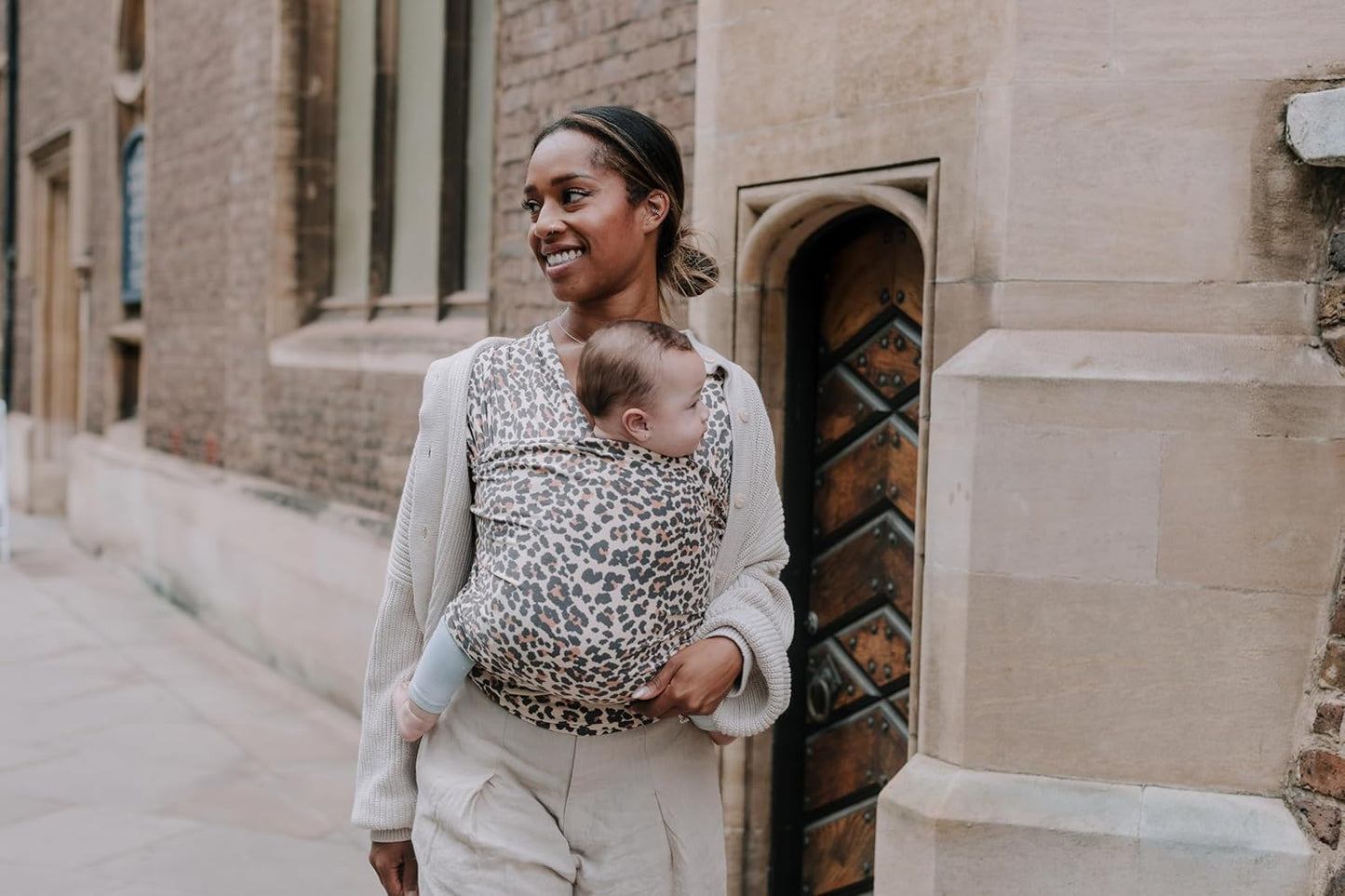 Boba Baby Wrap Carrier - Original Baby Carrier Wrap Sling for Newborns - Baby Wearing Essentials - Newborn Wrap Swaddle Holder, Newborn to Toddler Infant Sling (Leopard)