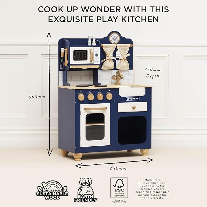 Le Toy Van Oxford Deluxe Toy Kitchen Premium Wooden Toys for Kids Ages 3 Years & Up, Oxford Deluxe Kitchen