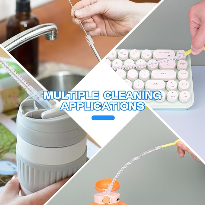 8-Piece Straw Cleaner Brush Set for Cleaning Straws - (4-Size) Extra Long Nylon Pipe Cleaners, Reusable Straw Cleaning Brush for Stanley Tumbler, Sippy Cup, Baby Bottle and Tubes (Type A)