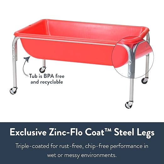 Children's Factory Medium Sensory Table – 18″ Height, Sandbox, Water Table for Kids, Red