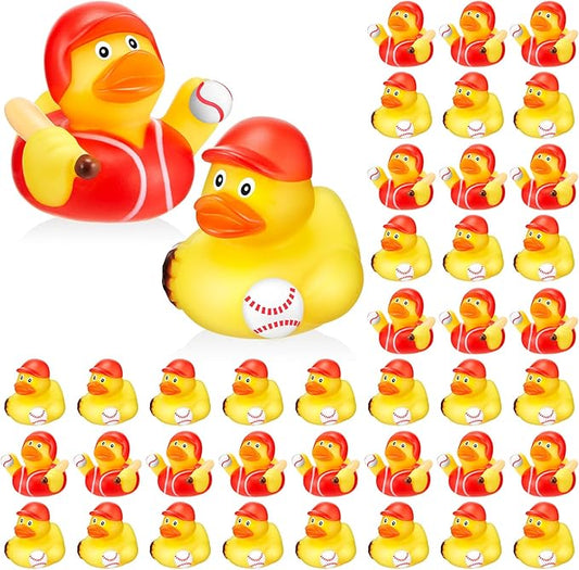 Deekin 48 Pcs Rubber Duck 2 Inch Bulk Sport Party Favors for Birthday Party Decorations Club Player Gift (Baseball Player)