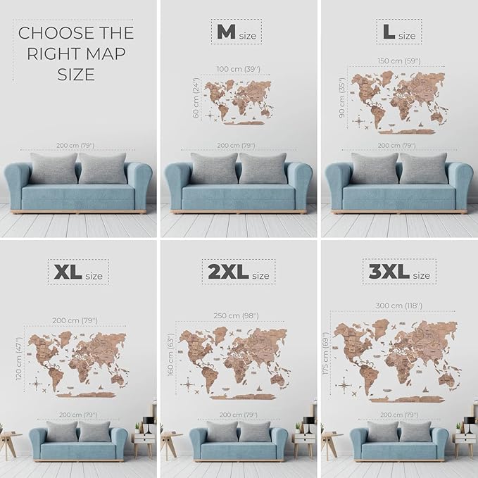 Enjoy The Wood 3D Wood World Map LED 3.0 Wall Art Modern Home Decor Gifts LED Lighting Wall Decor Housewarming Gift (Terra)