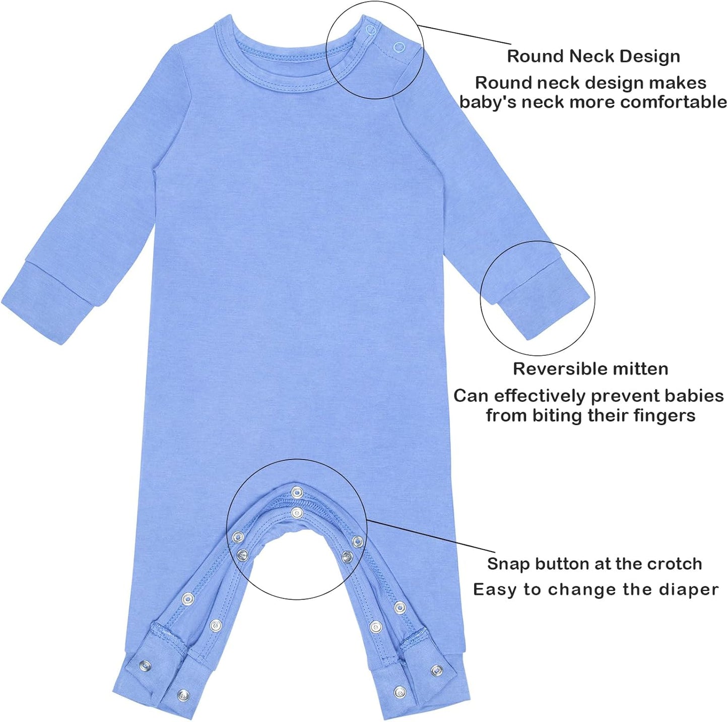 GUISBY Rayon Baby Pajamas, Long Sleeve with Snap Closure Pajamas Sleepers