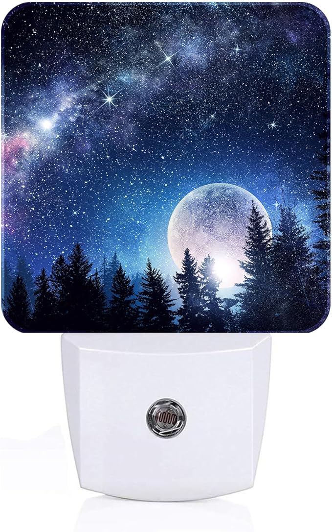 Sea Stars and Moon Night Light,Plug Into Wall for Boys Girls Bedroom Decorative Square Night Light Lamp 0.5w Sleep Friendly