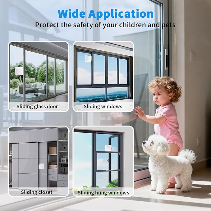 Sliding Door Lock for Child Safety - Kids Proof Sliding Glass Door Locks for Window Closet Latch Patio Doors - Security for Baby Proofing Slide Window Stopper Ideal for Toddler and Pet