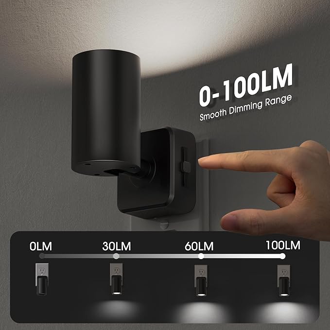 Night Lights Plug into Wall, 320° Rotating Night Light Plug in, 2Pack, Dusk to Dawn Sensor, 1W Dimmable Led nightlight Daylight White Spot Light for Bedroom, Kids Room, Bathroom