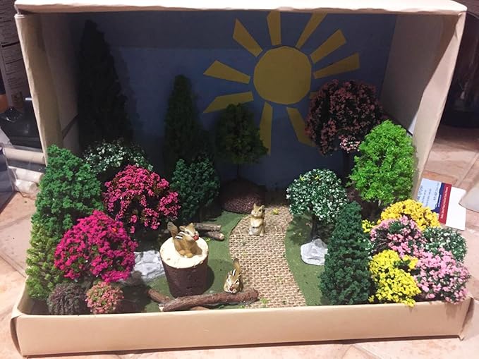 29pcs Mixed Model Trees, 1.5-4.8 inch(4-12 cm), OrgMemory Fruit Trees, Ho Scale Trees, Model Train Scenery, Architecture Trees, Flower Trees with No Bases