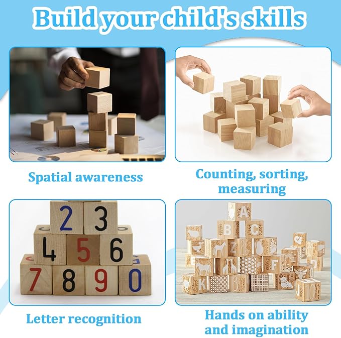 Wood Blocks for Crafts, 30 PCS 2 Inch Unfinished Wood Cubes, Natural Wooden Square Blocks, Unfinished Craft Wooden Squares for Arts and Crafts, Painting, Puzzle Making, DIY Projects