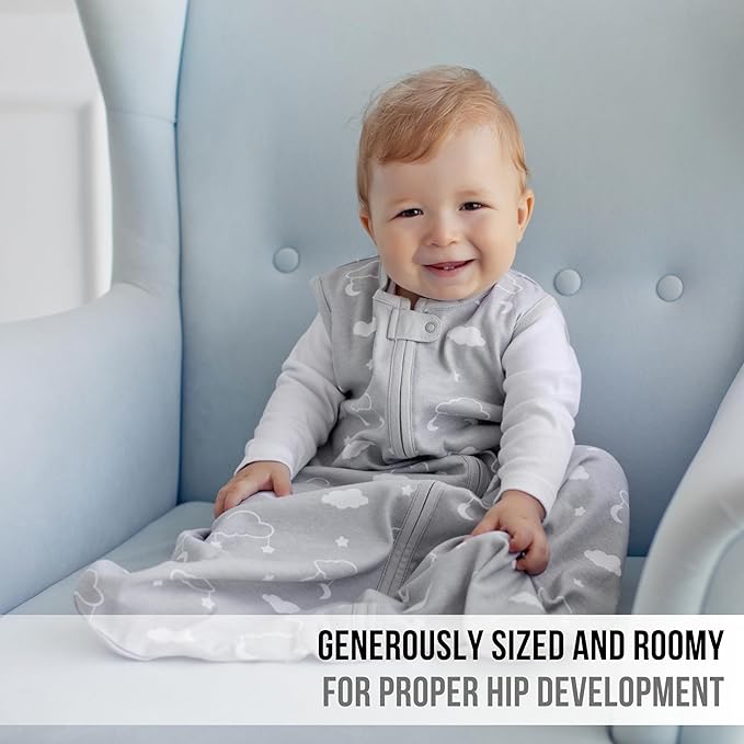 Baby Sleep Sack 1.0 TOG, Organic Cotton Baby Wearable Blanket with Two-Way Zipper, Swaddle Transition Baby Sleeping Bag, All-Season Sleep Sack for Newborn Infant Toddler Boy Girl, 2-Pack