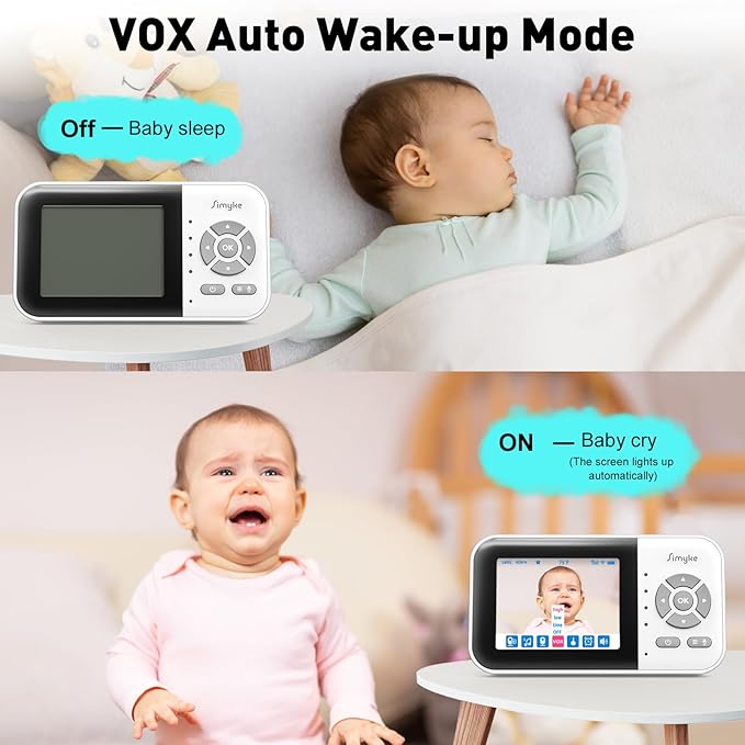 Upgrade Video Baby Monitor with 2 Cameras and Audio 2.8" Screen,Night Vision,APP,Wireless,2-Way Talk,1200ft Long Range,Feeding Timer,Temperature Sensor,VOX/ECO,5 Lullabies,Portable,Easy Setup