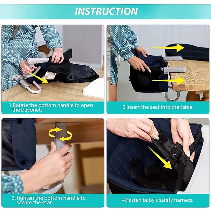 Hook On High Chair with Tray, Fast TableChair Clip on TableHigh Chair, HighChair That Attaches to Table Portable Baby Feeding Seat for Baby Toddler Washable for Travel Outside