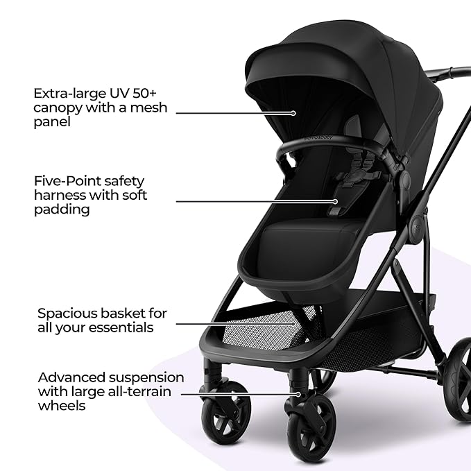MAMA & BABY Rovee 2-in-1 Baby Stroller, Convertible Infant & Toddler Stroller with Reversible Seat, Large UPF 50+ Sun Canopy, Foldable Stroller with Shock-Absorbing Wheels & Storage Basket
