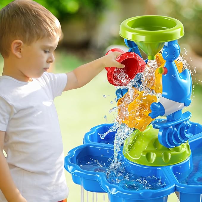 Kids Flower Water Table for Toddlers for 3 4 5 6 7 8 Years Old, Outdoor Water Sand Table for Boys Girls, Sensory Toys for Toddlers Age 3-8, Activity Sensory Table Summer Toys