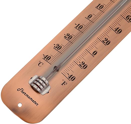 12.2 Large Numbers Premium Steel Outdoor/Indoor Thermometer Waterproof Vintage Style Decorative