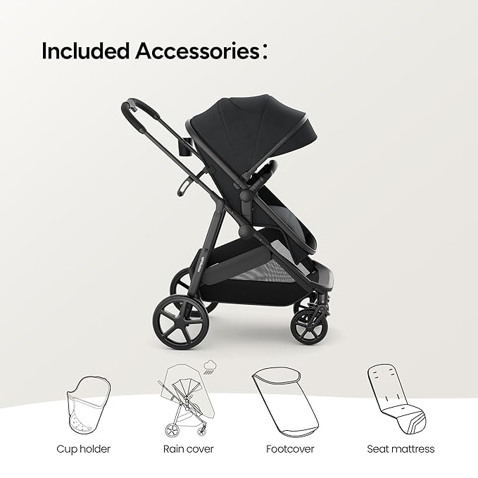 Mompush Wiz 2 in 1 Baby Stroller with Bassinet Mode, Convertible Infant Stroller for Newborn and Toddler with Reversible Seat and Large UPF 50+ Canopy