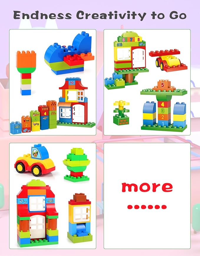 EP EXERCISE N PLAY Large Building Blocks Set Classic Big Size Bricks STEM Educational Toys for Toddlers 1-3 Years Compatible with Major Blocks, Ideal Gift for Pre-School Boy Girl Ages 3+