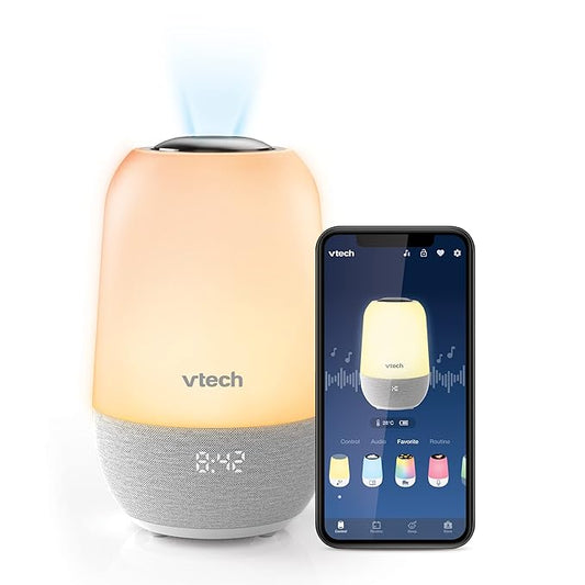 VTech BC8313 V-Hush Soothing Sleep Trainer with 200+ Stories/Songs/Sounds & Sleep Program. Portable Bluetooth HD Speaker, Multi-Color NightLight, Ceiling Projector