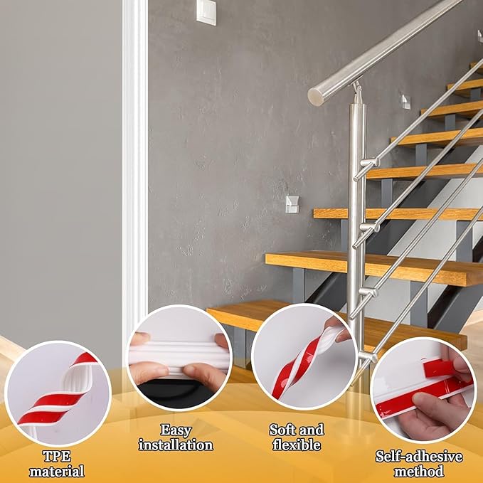 Wall Corner Protector Self-Adhesive Flexible – Durable Rubber, Furniture Edge Guard, Easy to Install, White, Prevents Wall Damage, Ideal for Home or Office Use