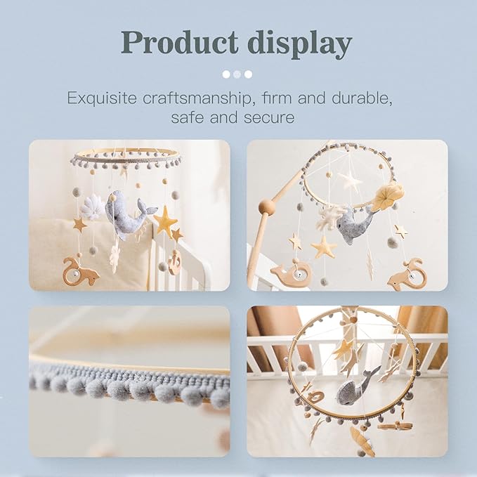 Crib Mobile for Baby Boys Girls Ocean Whale Nursery Mobile Gender Neutral Baby Mobile Handmade Ceiling Mobile Best Gifts for Christmas Birthday Baby Shower