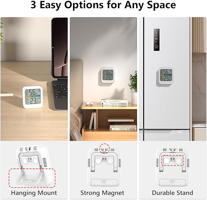 Digital Hygrometer Indoor Thermometer, [Fast Refresh] [Large Color Comfort Indicator] Home Essentials Room Temperature and Humidity Monitor Meter w/High Accurate Sensor, for Bedroom, Baby Room