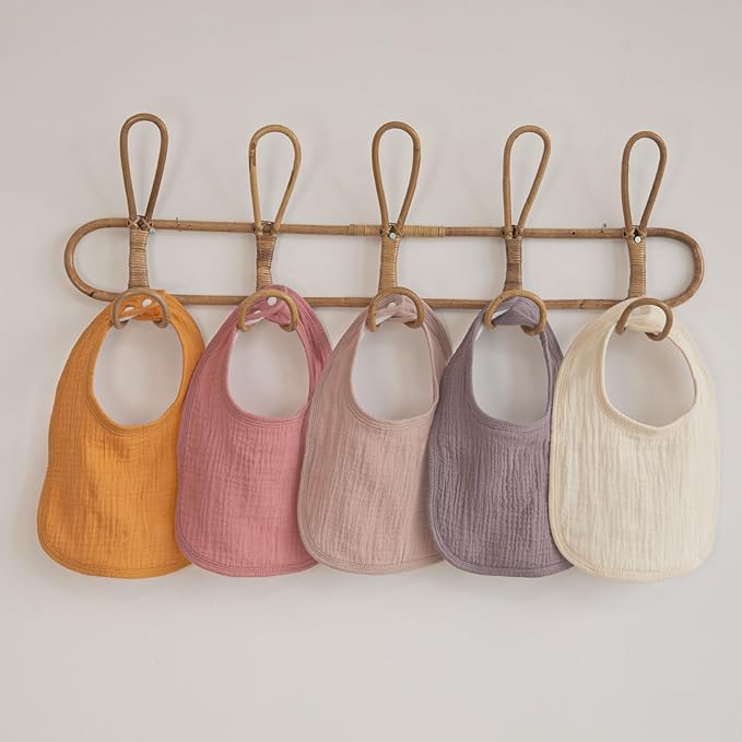 GLLQUEN BABY Muslin Drool Bibs for Boys Girls 6 Pack, Adjustable Baby Bibs for Drooling and Teething, Soft Cotton Baby Bandana Bib for Newborn Feeding Essentials (Orange)