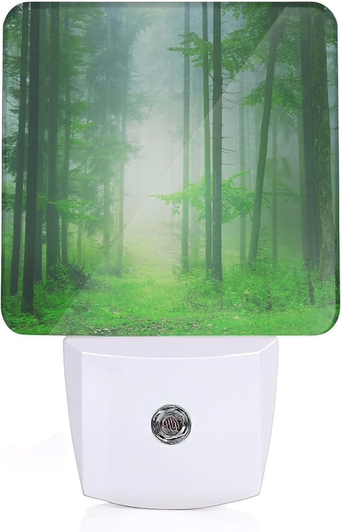 Misty Forest Night Light, Fantasy Green Tree Night Lights Plug Into Wall with Dusk to Dawn Sensor Wall Lamp, Nightlights for Bedroom, Bathroom, Hallway, Kitchen, Gifts Ideal for Girls Women